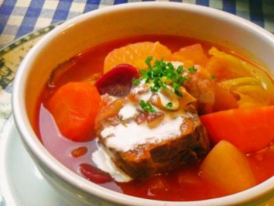 ボルシチ(ロシア風牛肉と野菜の煮込み)