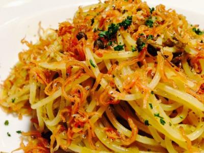 スパゲッティ 高菜とちりめん山椒のペペロンチーノ