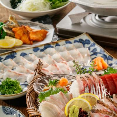 新高級魚種タマクエ鍋コース5000円(税込)*飲み放題は別途1500円又は2000円です