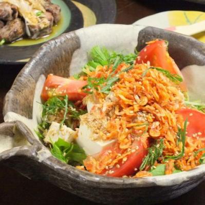 桜海老と水菜の豆腐サラダ