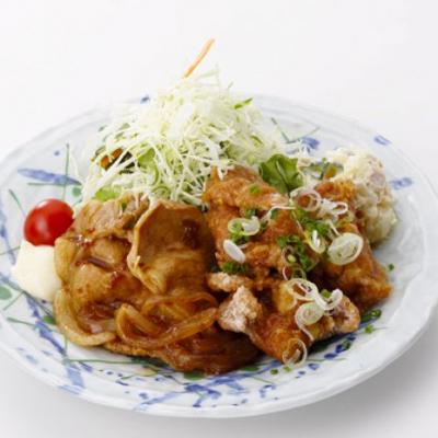 油淋鶏とロース生姜焼き定食/アジフライ定食